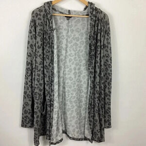 Lucky Brand Animal Print Open Hooded Cardigan Size 2X